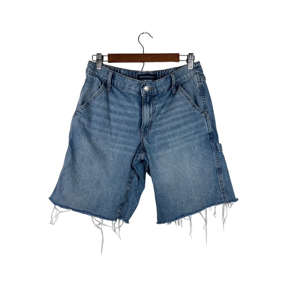 Aeropostale Baggy Jorts Women S Blue Denim Carpenter Frayed Hem BMRIPK1